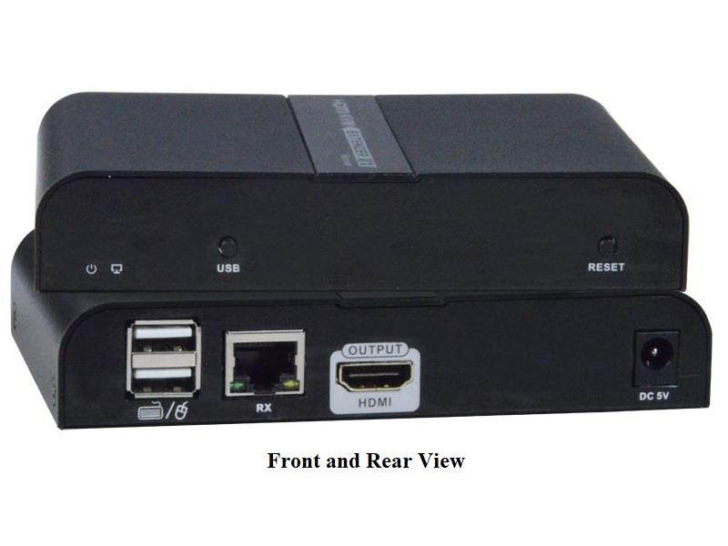 NTI st-ipusb4k-r-lcunv Low-Cost 4K HDMI USB KVM Extender (Receiver) Over IP/US NEMA 1-15P w Country-Specific Universal Adapter