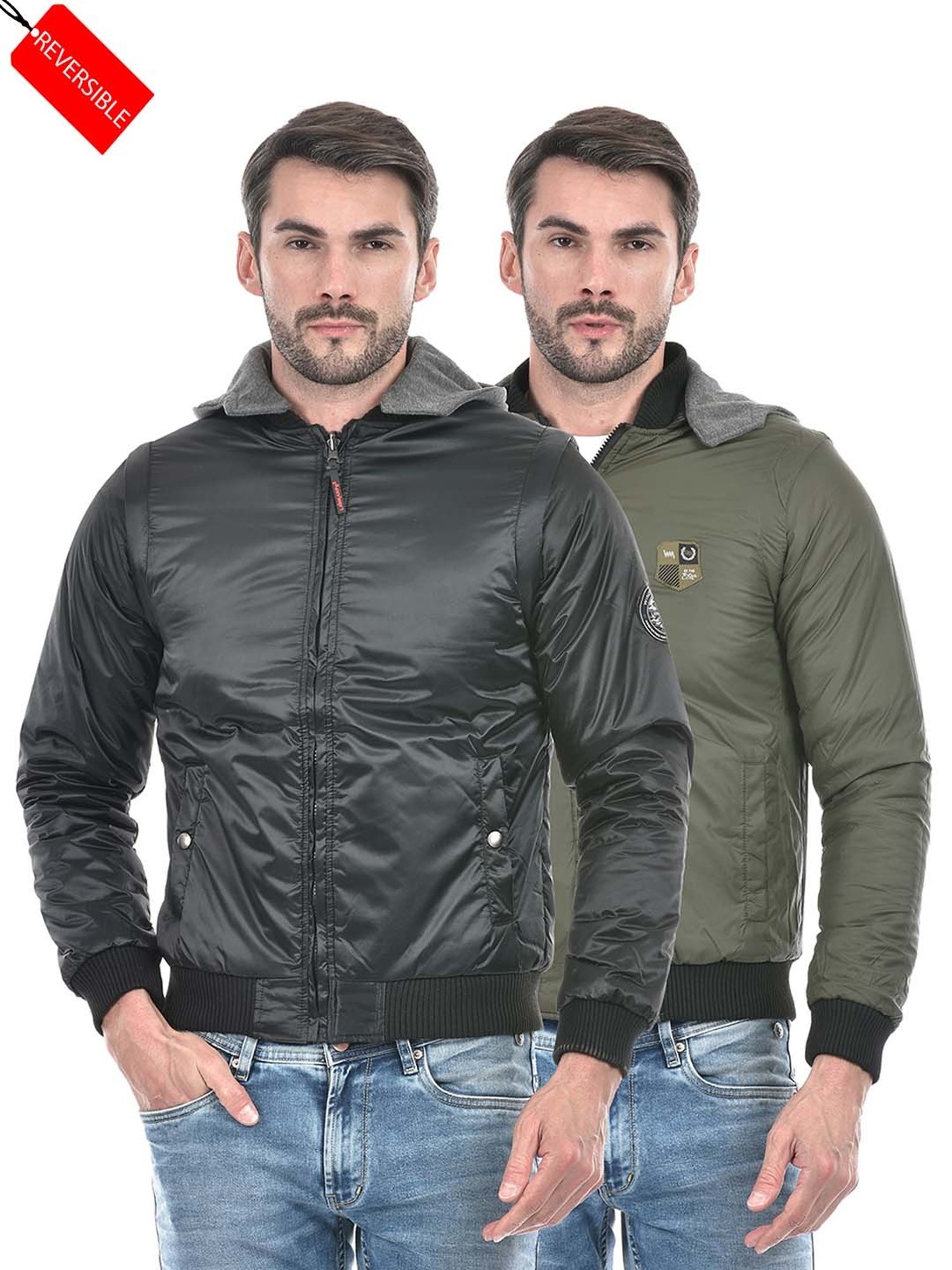 Lawman Pg3 Black & Olive Regular Fit Reversible Jacket