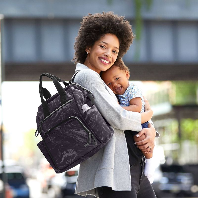 Skip Hop Mainframe Wide Open Diaper Bag Backpack - Black Marble