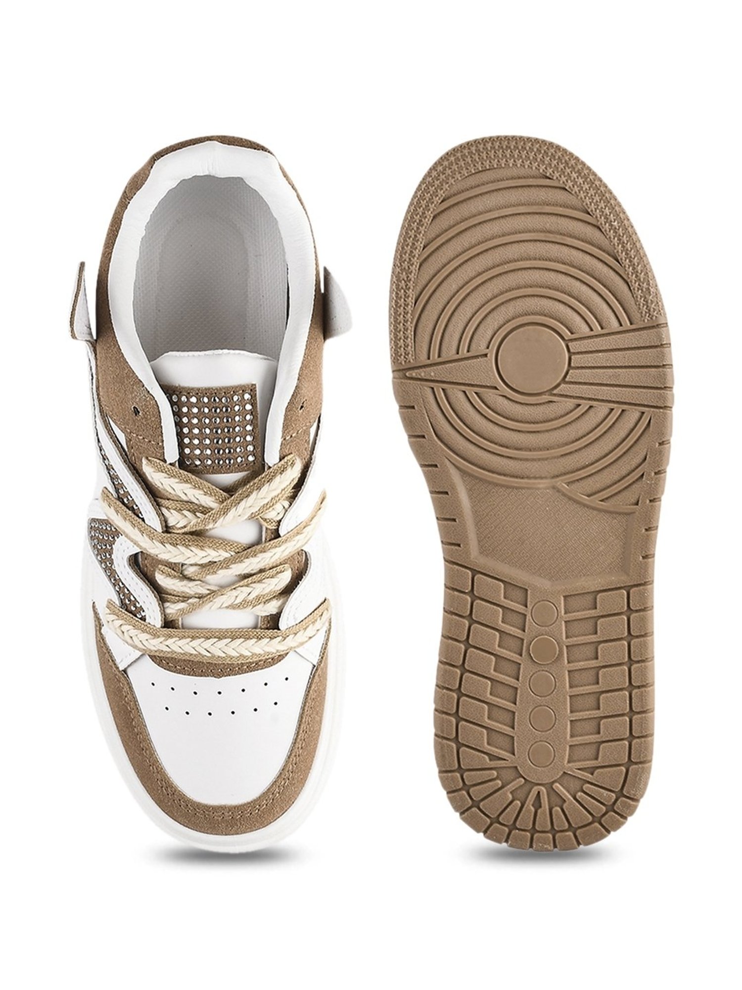 The White Pole Women's Khaki Casual Sneakers