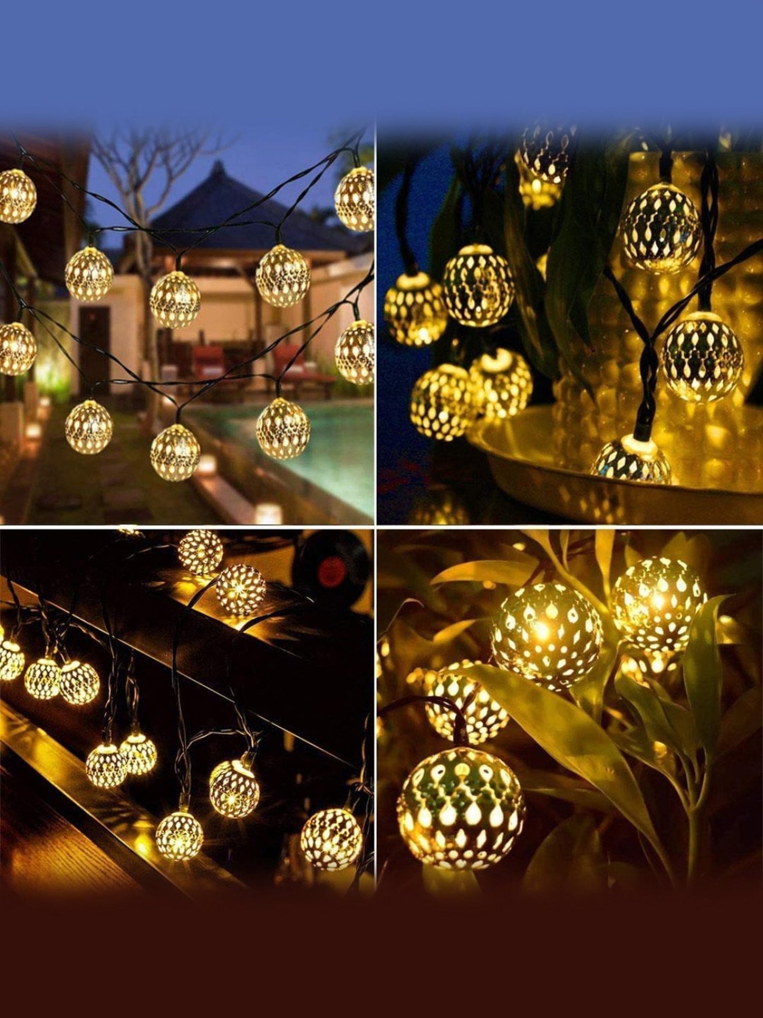 Xergy Moroccan Ball LED String Fairy Lights Outdoor & Indoor for Home Decoration Light (Warm White)