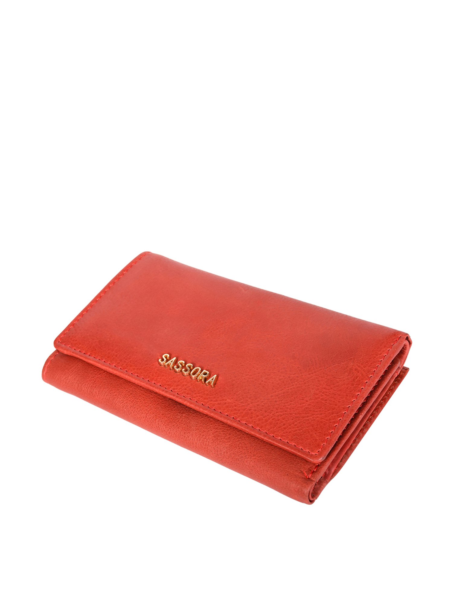 SASSORA Red Solid Rfid Tri-Fold Wallet for Women