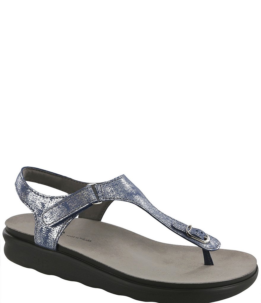SAS Marina Leather Thong Wedge Sandals