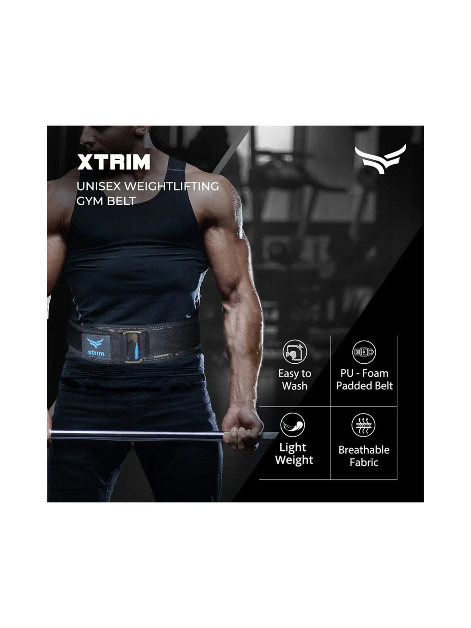 Xtrim 4 Inches Weight Lifting Belt (Grey) Size - Large