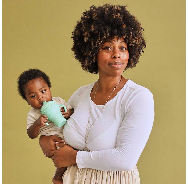 Austin Baby Collection Silicone Collapsible Cup Sippy & Snackie Lid Set - Mint