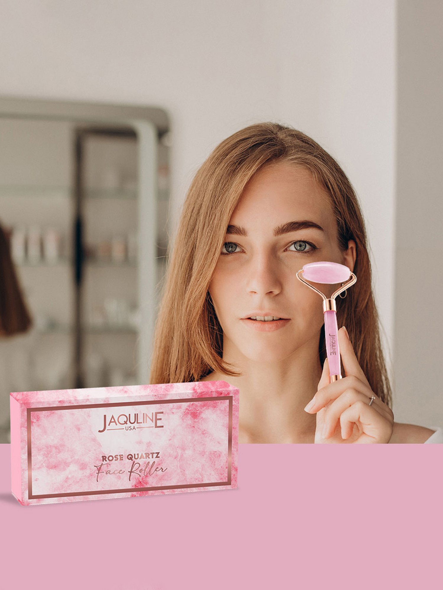 Jaquline USA Rose Quartz Face Roller