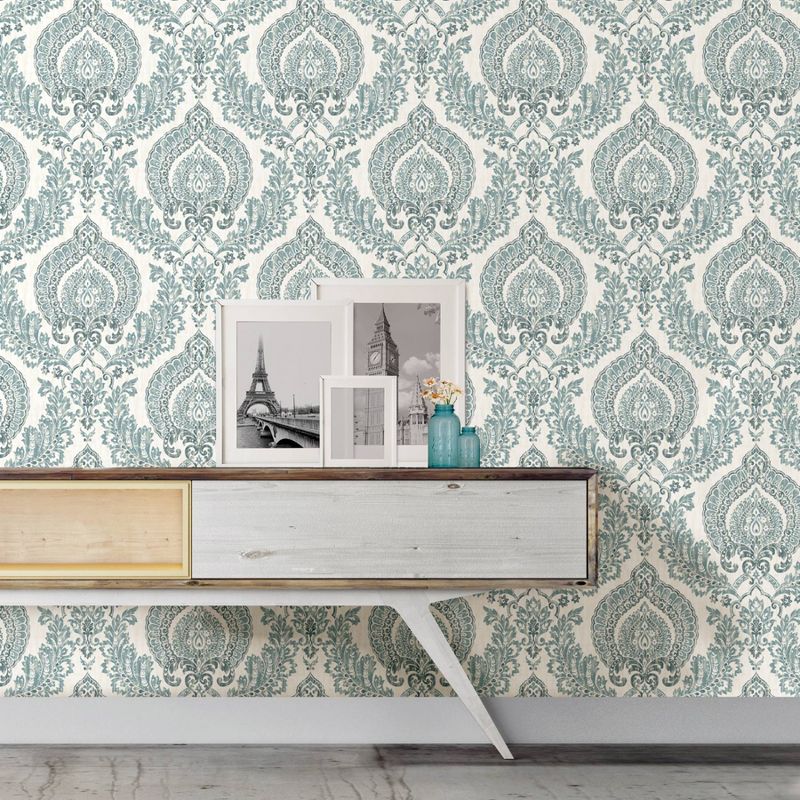 NuWallpaper Kensington Damask Blue Peel & Stick Wallpaper