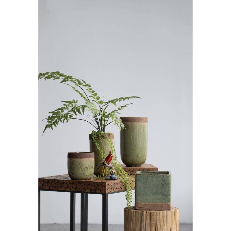 Candia Two-Tone Earthen Pots Tall  Brown/Tan 2pk - AB Home Inc.