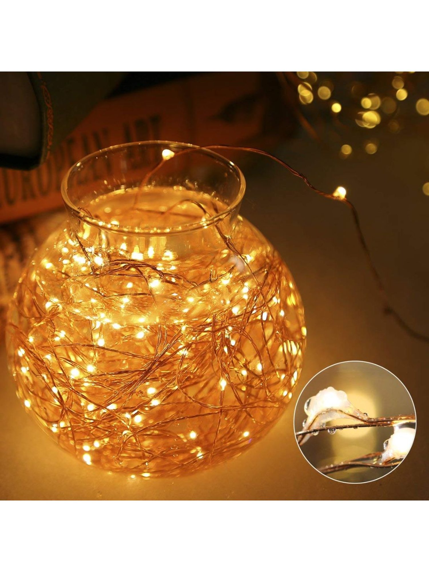 XERGY 8 Mode Copper Wire 100 LED String Fairy Light with Remote (Yellow)