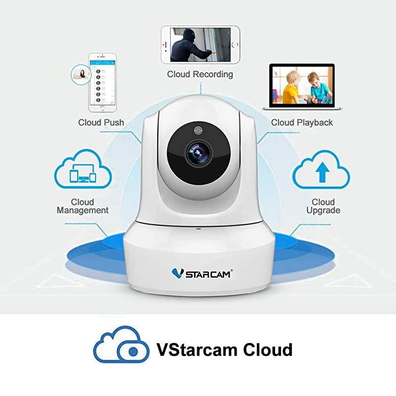 1080P WiFi IP Camera, Pan/Tilt/Zoom HD Wireless Indoor Camera with Night Vision, 2.4GHz Remote Monitor for Baby/Pet/Home Security (White)