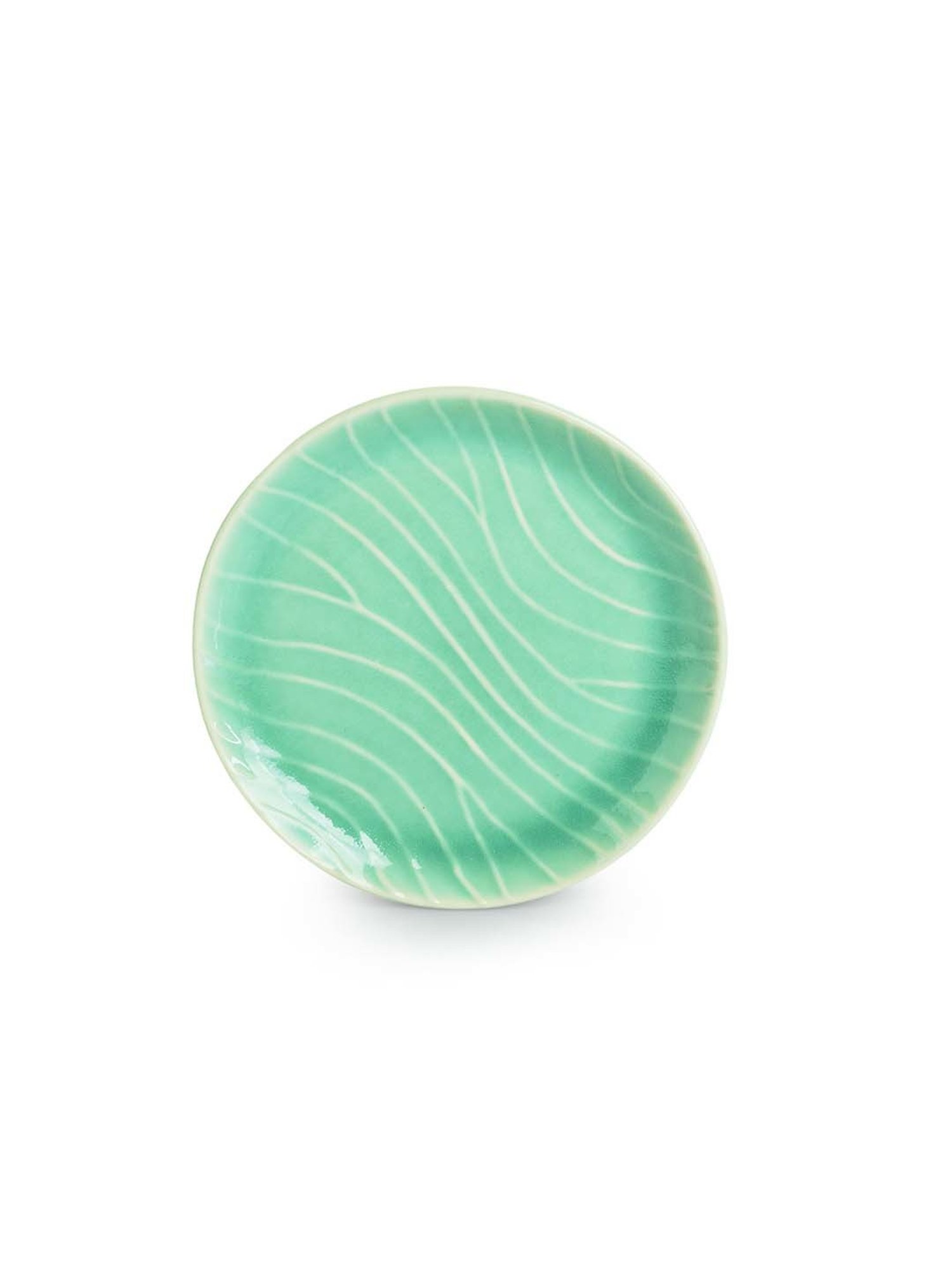 ExclusiveLane Sea Green Ceramic Hand Glazed Microwave Safe Side Plates - Set of 2
