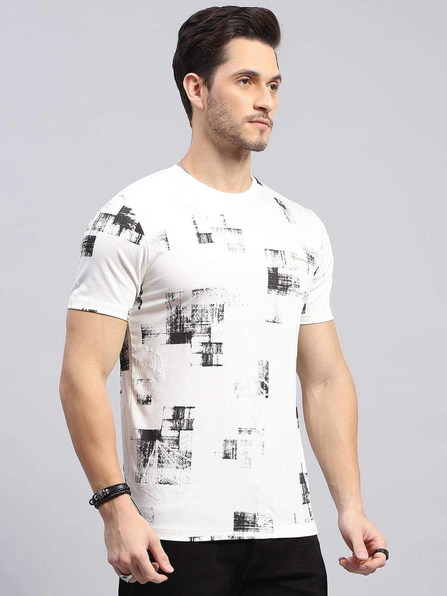 Monte Carlo Off White Regular Fit Printed T-Shirt