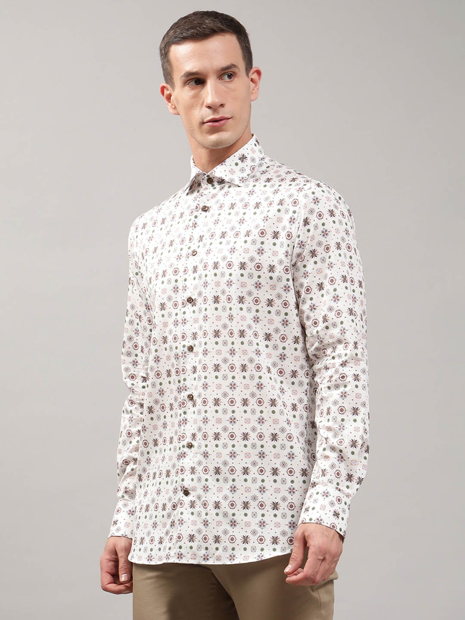 Matinique White Regular Fit Printed Cotton Shirt