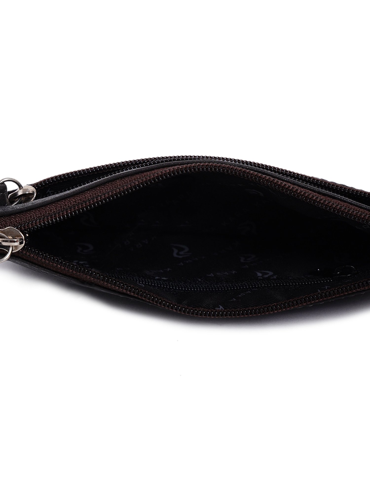 Kara Brown Solid Leather Wristlet