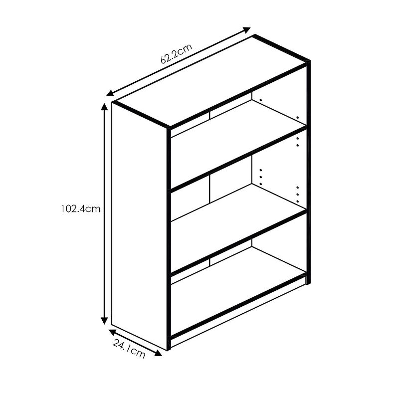 Furinno Jaya Home Simple Sleek Wooden 3 Tier Adjustable Office Open Bookcase Display Closet Storage Shelf for Living Room and Bedroom Spaces, Pink