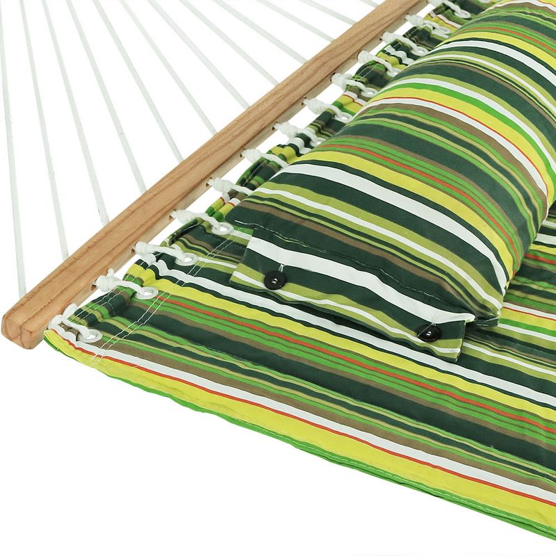 Sorbus Brazilian Double Hammock with Stand - Green, Blue Stripes