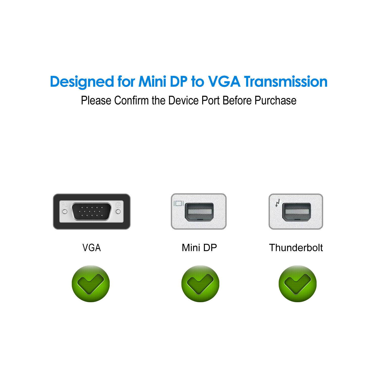 Rankie Mini DisplayPort (Mini DP) to VGA Adapter Gold Plated 1080P Black