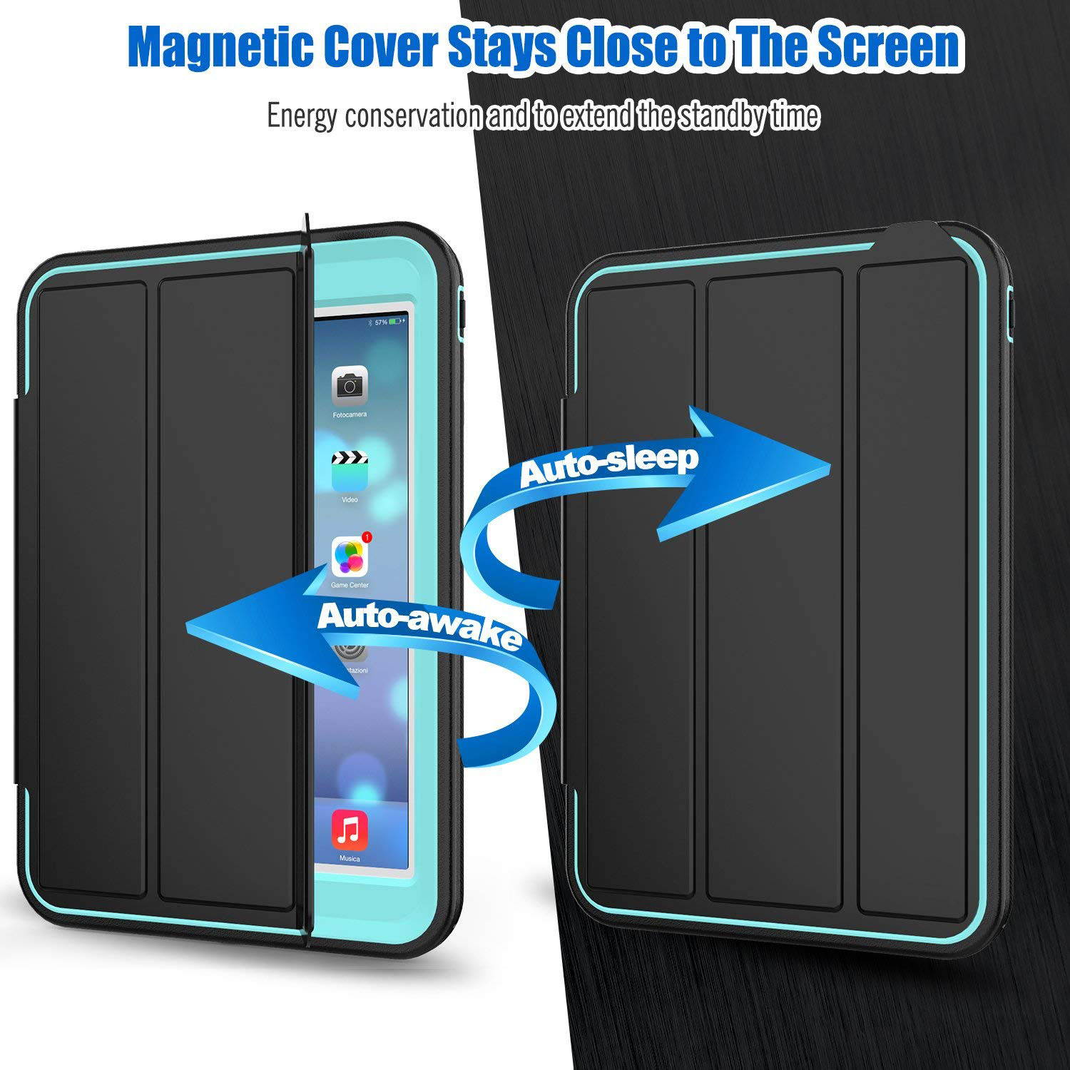 Werleo iPad Mini 1 2 3 Case Three Layer Shock Proof Protective Case for Kids Adults Smart Cover Auto Sleep Wake & PU Leather Folio Stand Function iPad Mini 1st 2nd 3rd Generation