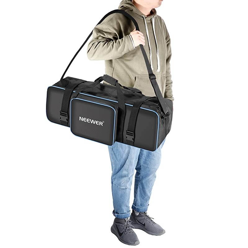 Photo Studio Equipment 30quotx10quotx10quot77x25x25cm Centimeters Large Carrying Case with Strap for Tripod Light Stand Photo Lighting Bundle Kit Padded Compartments Big Cushion StorageBlackBlue