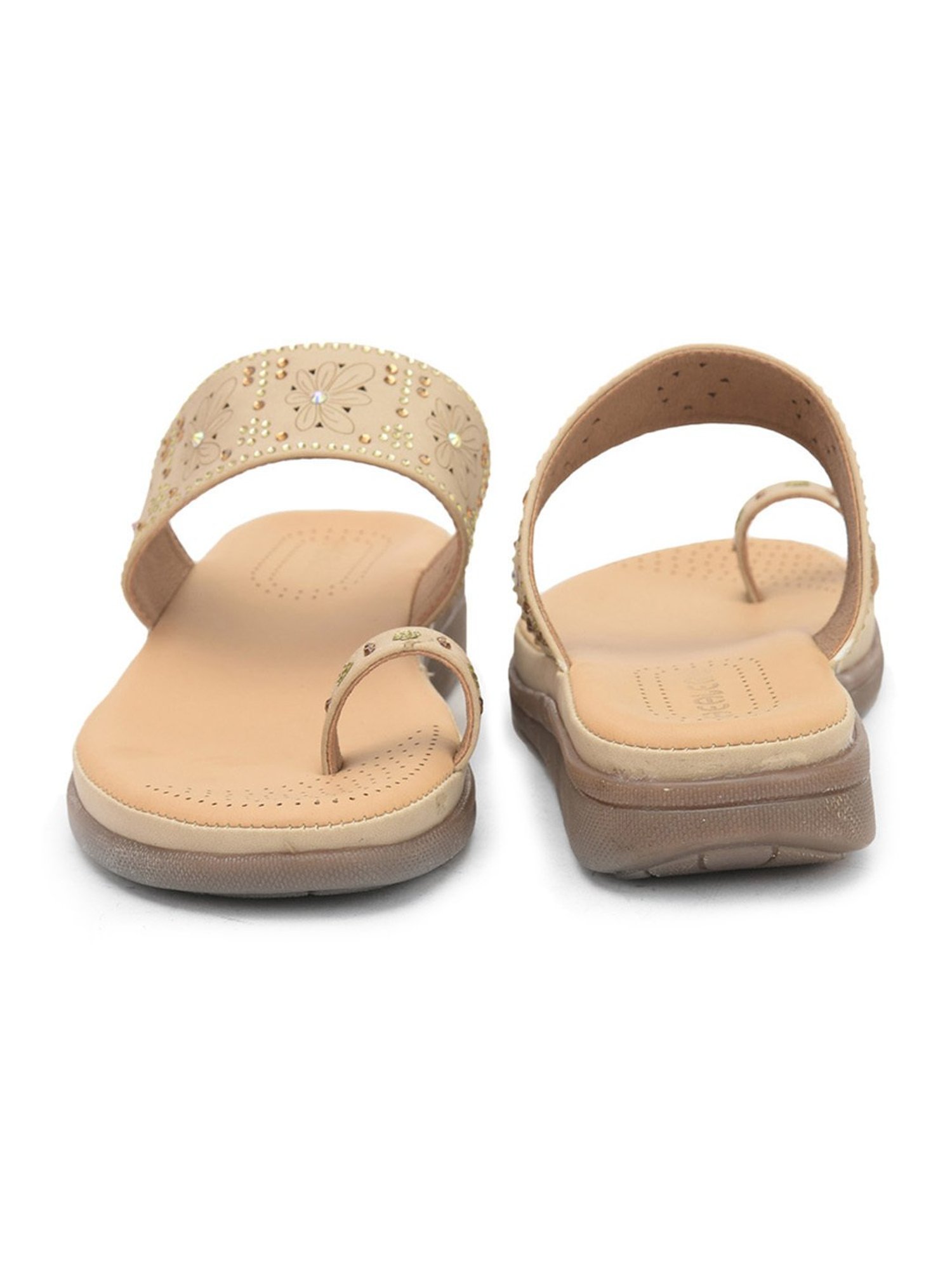 Healers By Liberty Women's Beige Toe Ring Wedges