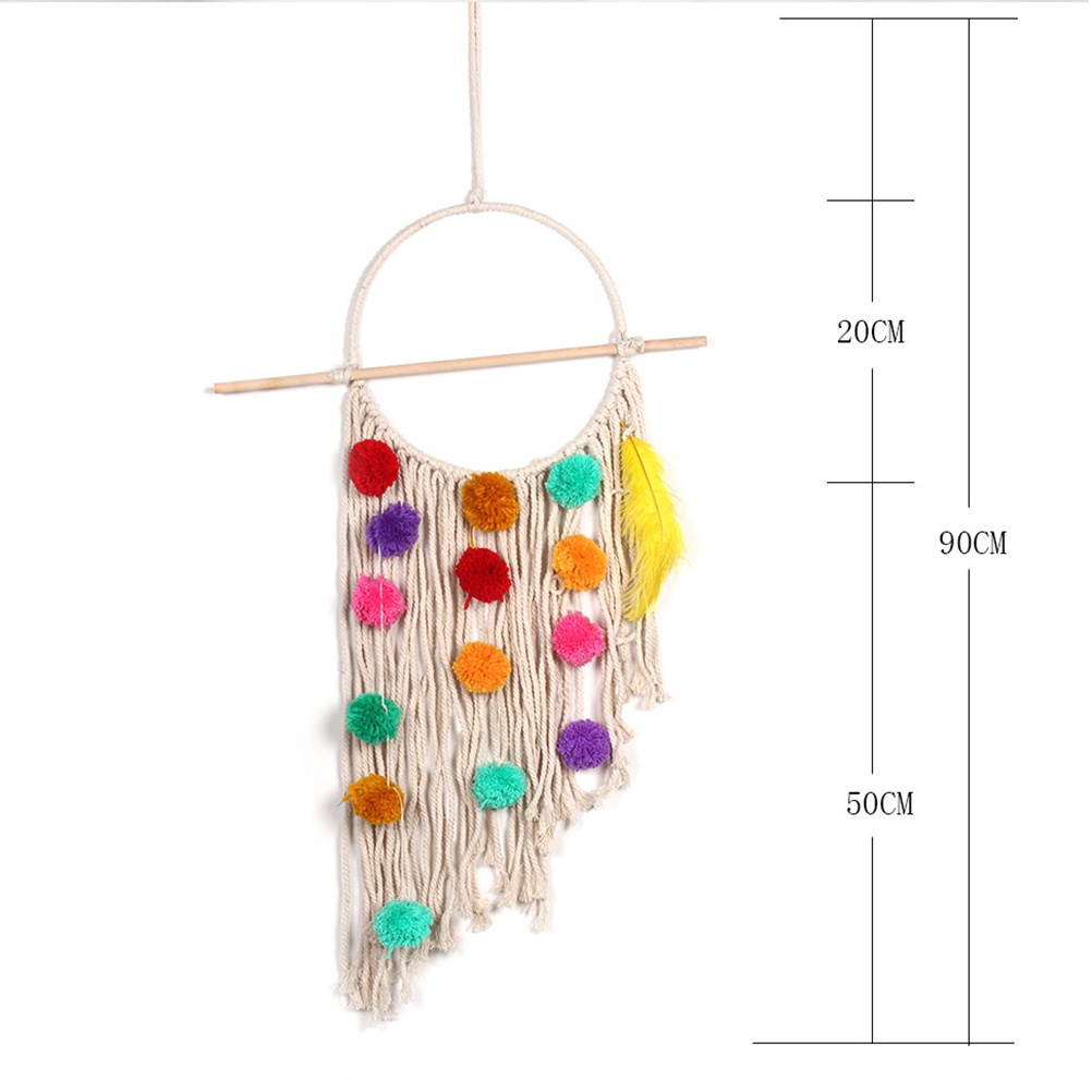 1pc Colorful Plush Ball Tassel Tapestry Wall Pendant Nordic Weaving DIY Handmade Bohemian White Living Room Wedding Decoration