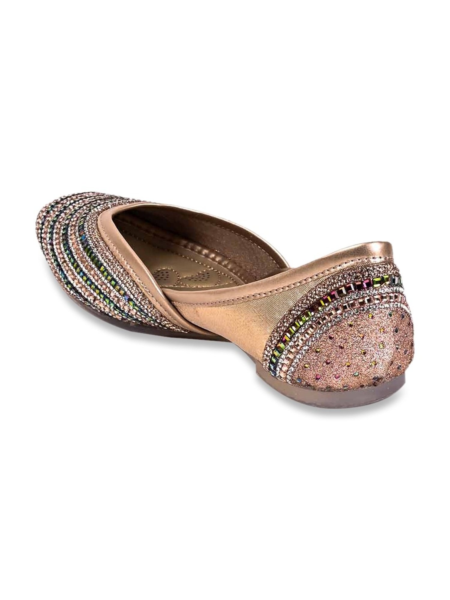 Jove Women's Rose Gold Ethnic Juttis
