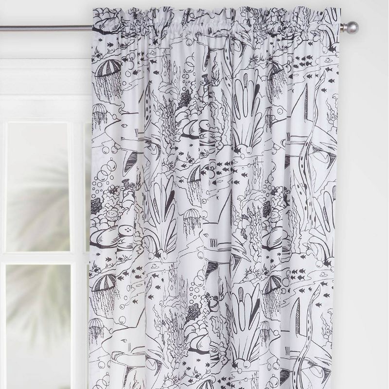 Shark Journey Hidden Pictures Rod Pocket Curtain Panel - Highlights