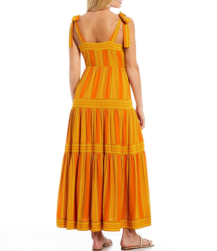 A Loves A Tier Print Square Neck Sleeveless Maxi Dress