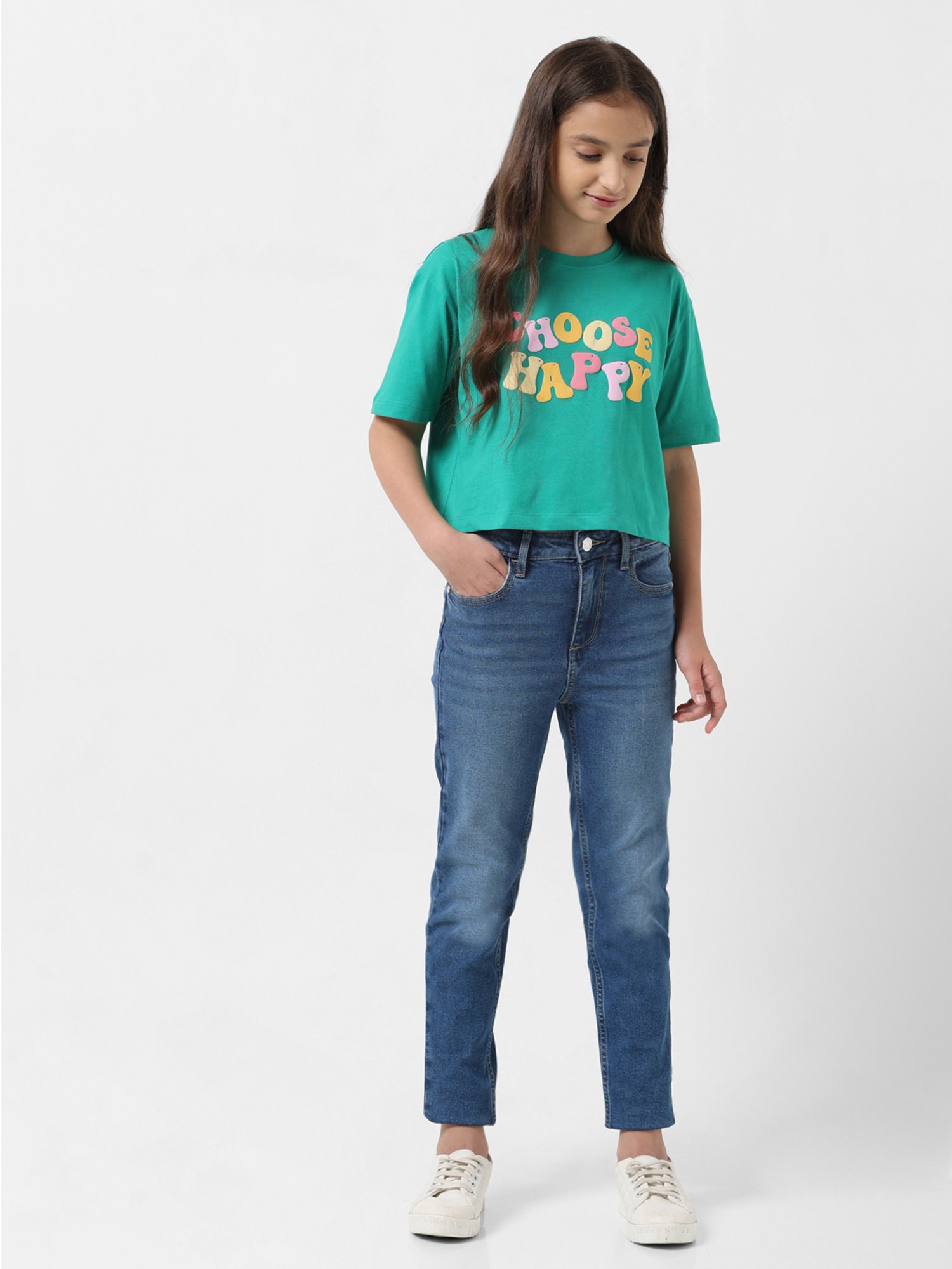 VERO MODA GIRL Green Printed T-Shirt
