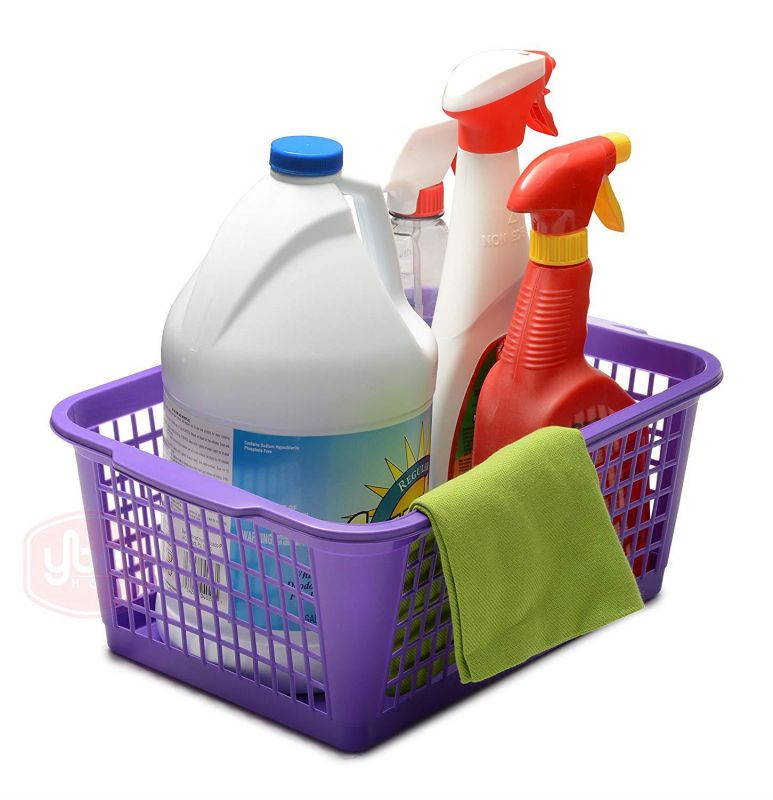 YBM HOME Plastic Perforated Storage Basket Bin Office Drawer, Shelf Desktop Countertop Tray Organizer 32-1184 (1, Purple)