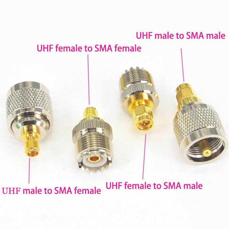 SMA-UHF RF Connectors Kit SMA to UHF PL259 SO239 4 Type Set SMA Jack/Plug to UHF Nickel Gold Plated Test Converter Pack of 4