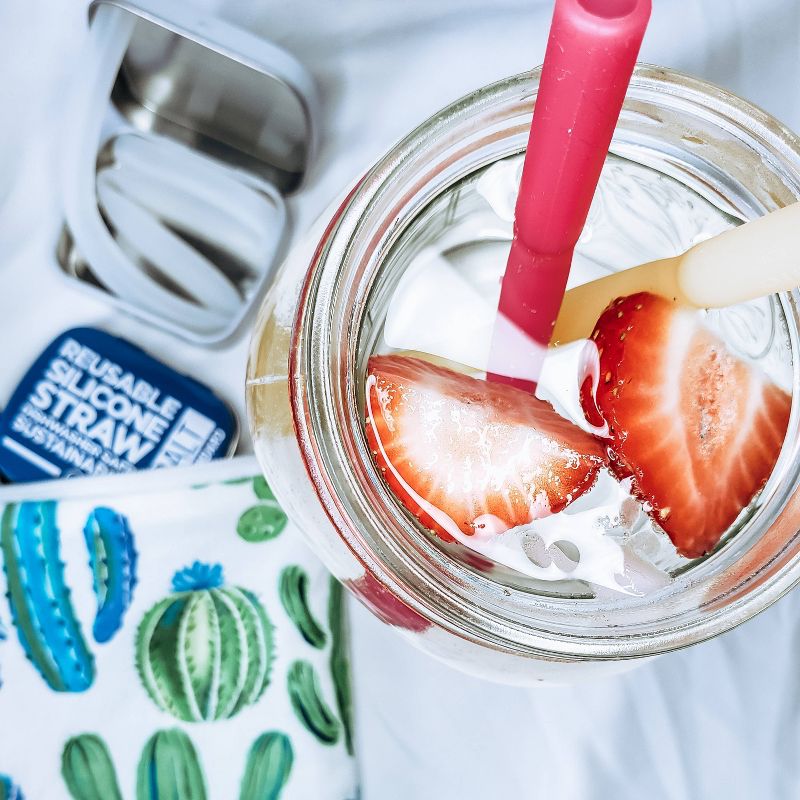 GoSili 2pk Reusable Standard Straw Tins  Cobalt/Mint