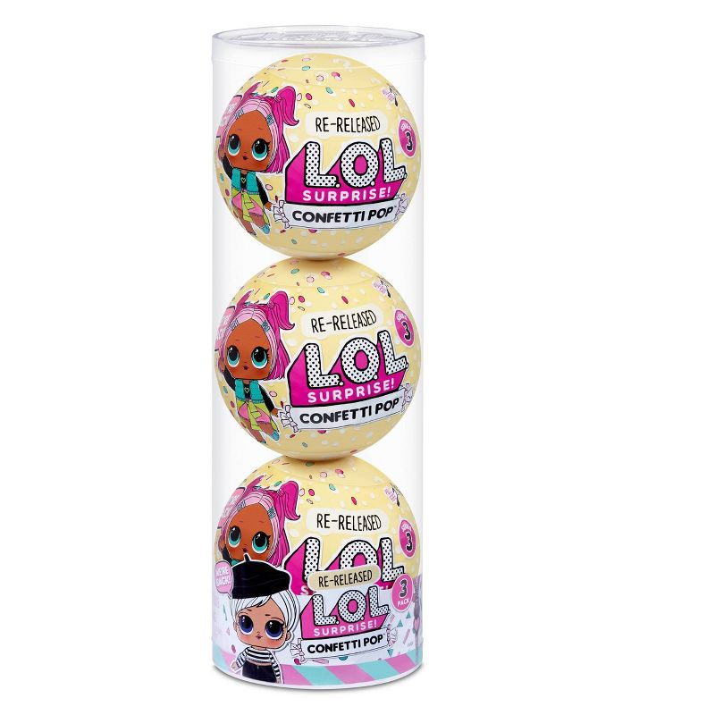 L.O.L. Surprise! Confetti Pop 3pk Beatnik Babe 3 Re-released Dolls each with 9 Surprises