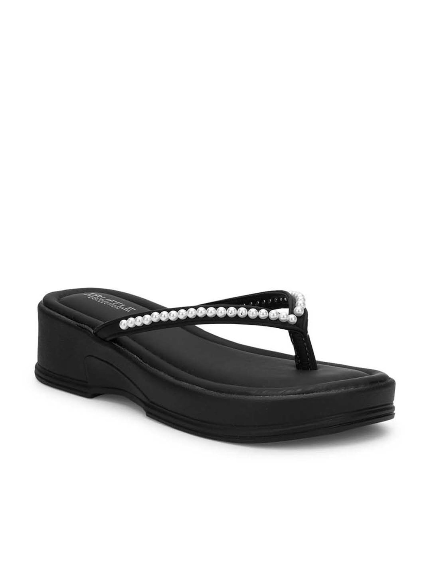 Truffle Collection Women's Black Thong Sandals