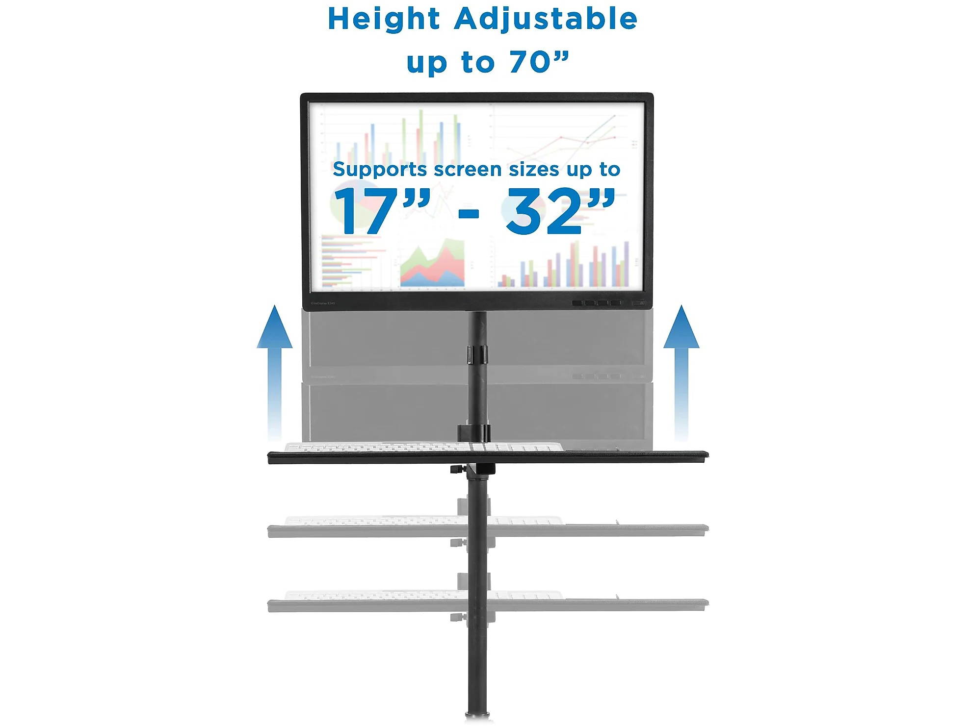 Mount-It! Rolling Computer Cart | Mobile Workstation with Tray Monitor Mount and CPU Holder