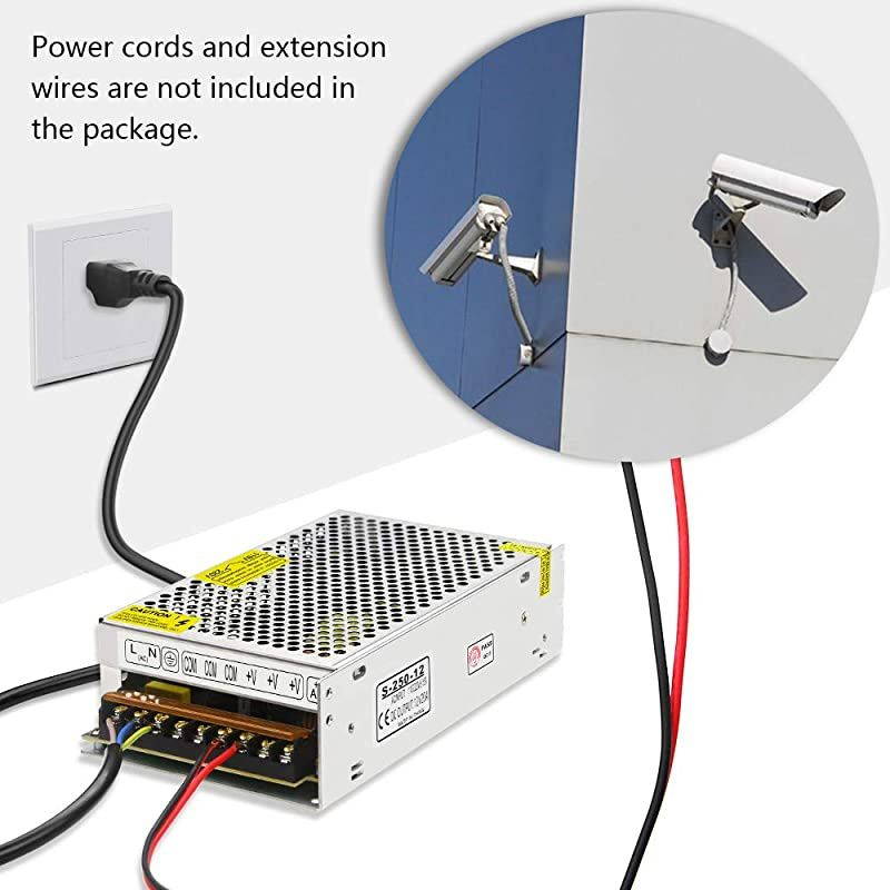 12V Power Supply 20A 240W AC DC Adapter 110V 220V AC to DC 12 Volt 20 Amp Switching Power Converter Transformer LED Driver for LED Light Strip 3D Printer CCTV Security System LCD Monitor
