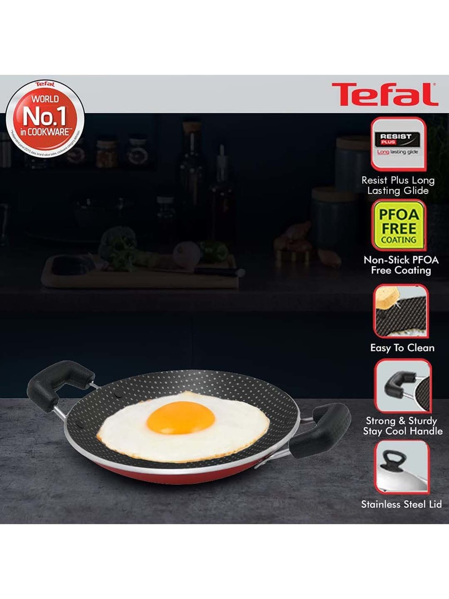 Tefal Simply Chef AP-101 Red Aluminium 20 cm Appachetty Pan (1 L)