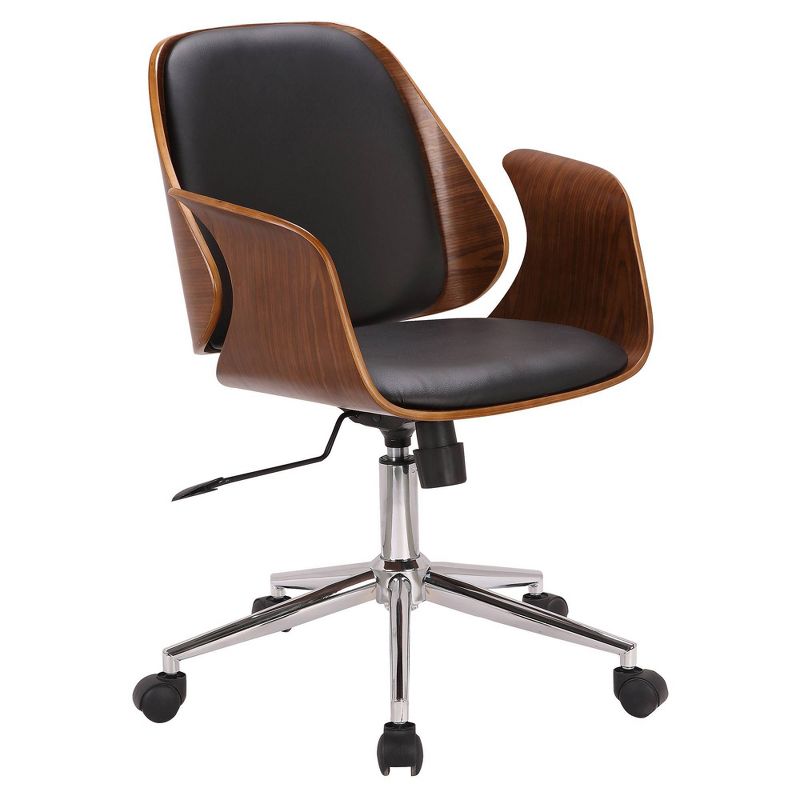Massey Mid-Century Office Chair Black/Walnut - Armen Living