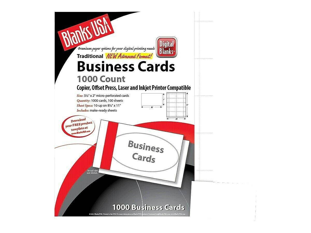 Blanke Blanks USA Business Cards, 3.5 x 2, Bristol BCT10B6WH