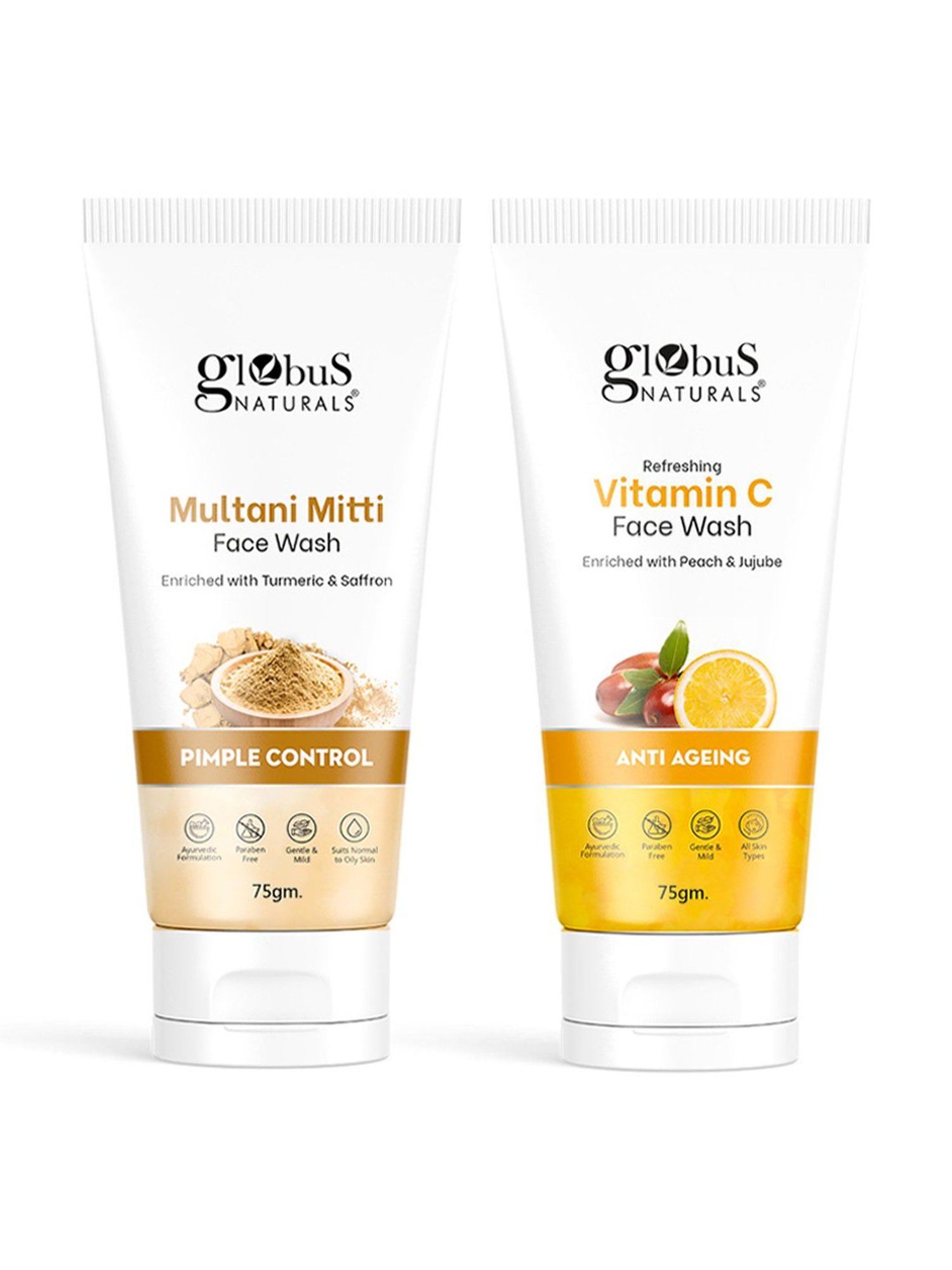Globus Naturals Multani Mitti & Refreshing Vitamin C Face Wash Combo