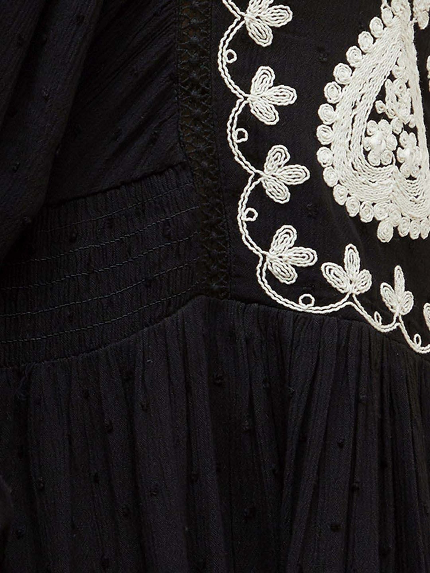 Colour Me by Melange Black Embroidered A-Line Dress