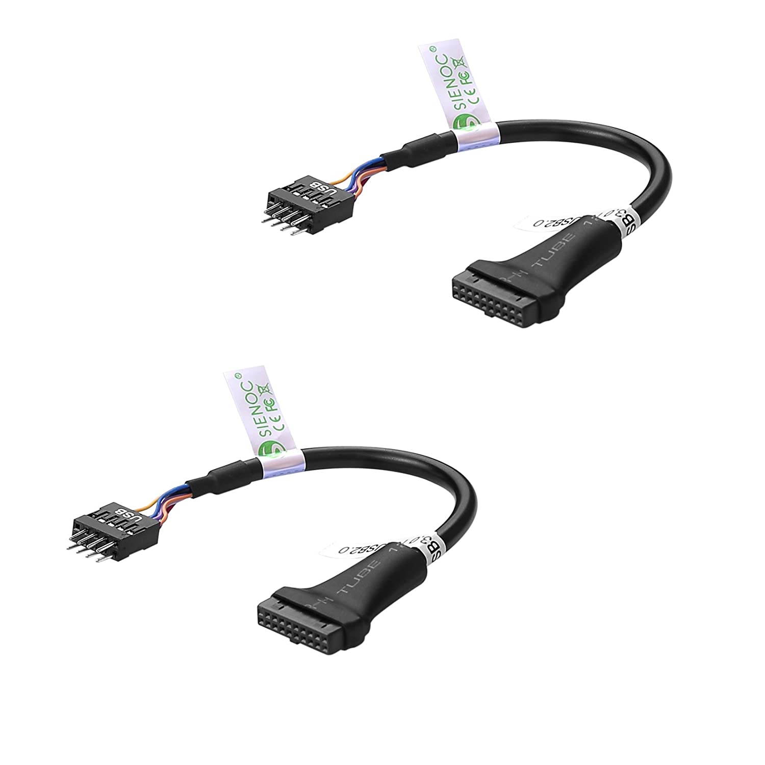 SIENOC 19 Pin USB3.0 Female to 9 Pin USB2.0 Male Motherboard Cable Adapter Pack of 2