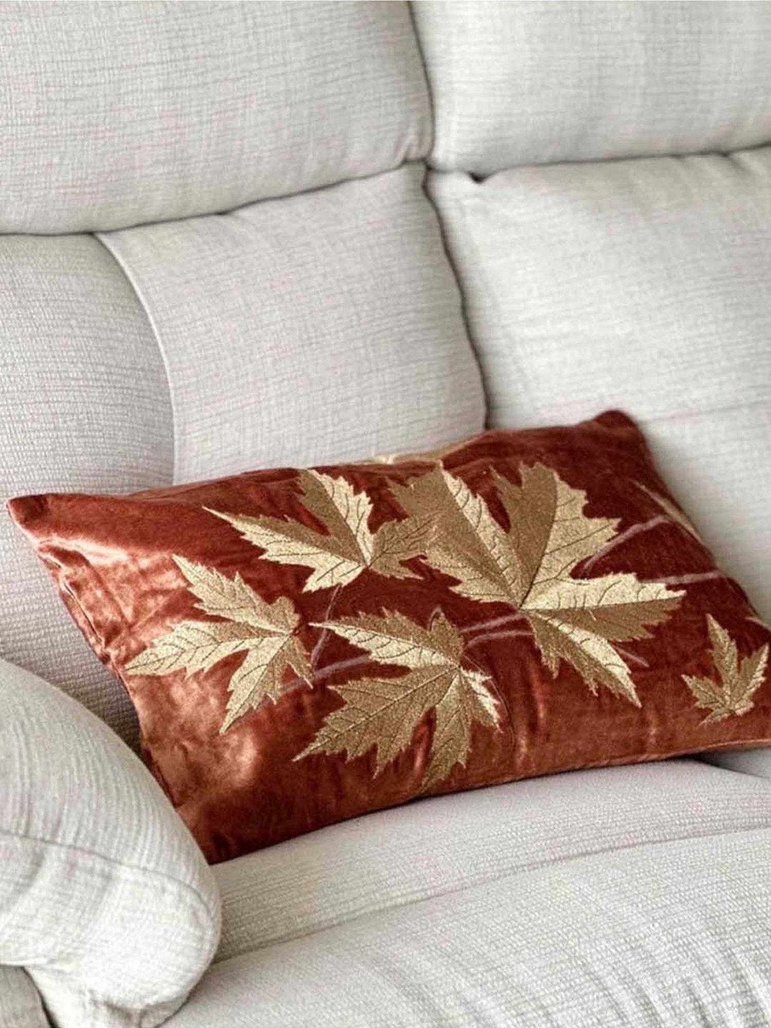 Mason Home Burnt Orange Autumn Leaves Cushion Cover