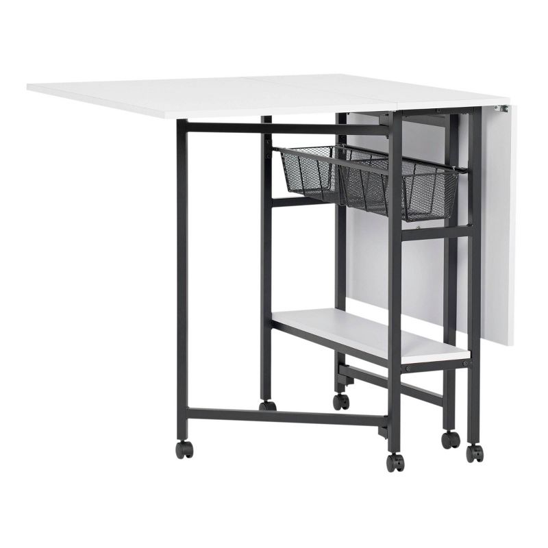 36" Fixed Height Cutting Table with Basket Charcoal/White - Sew Ready