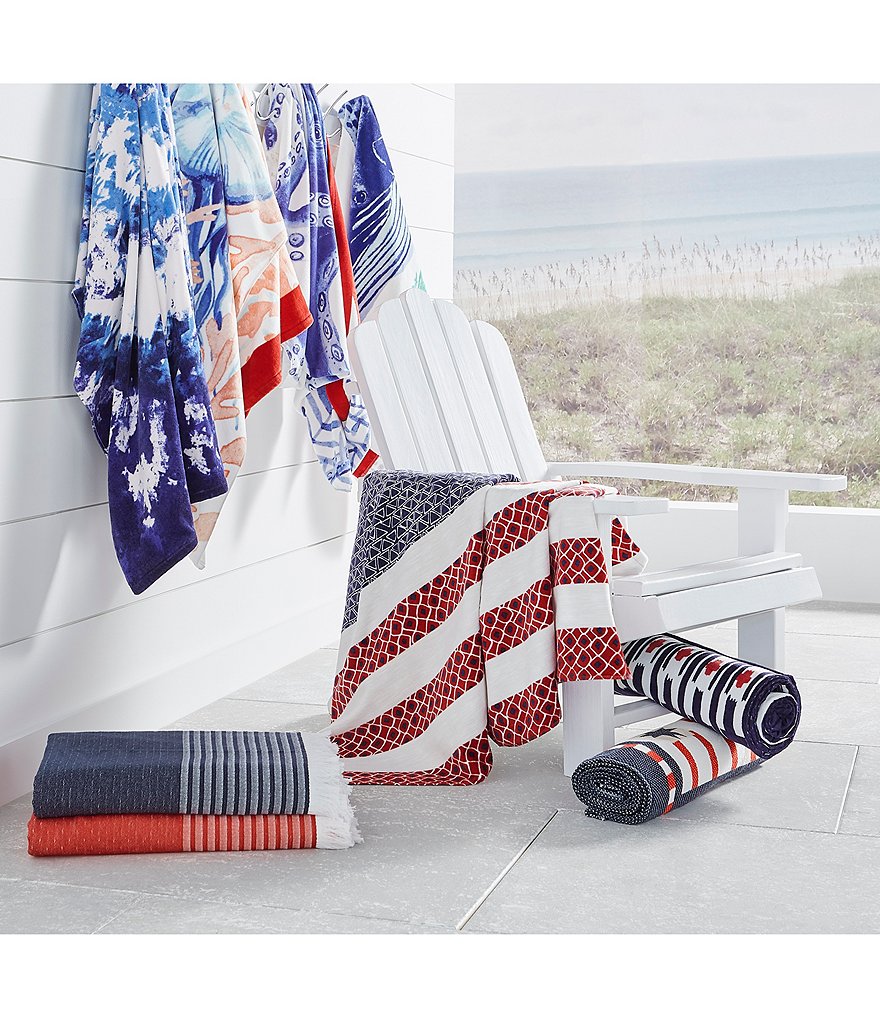 Studio D Outdoor Collection Gum Drop Stripe Terry Velour Beach Towel