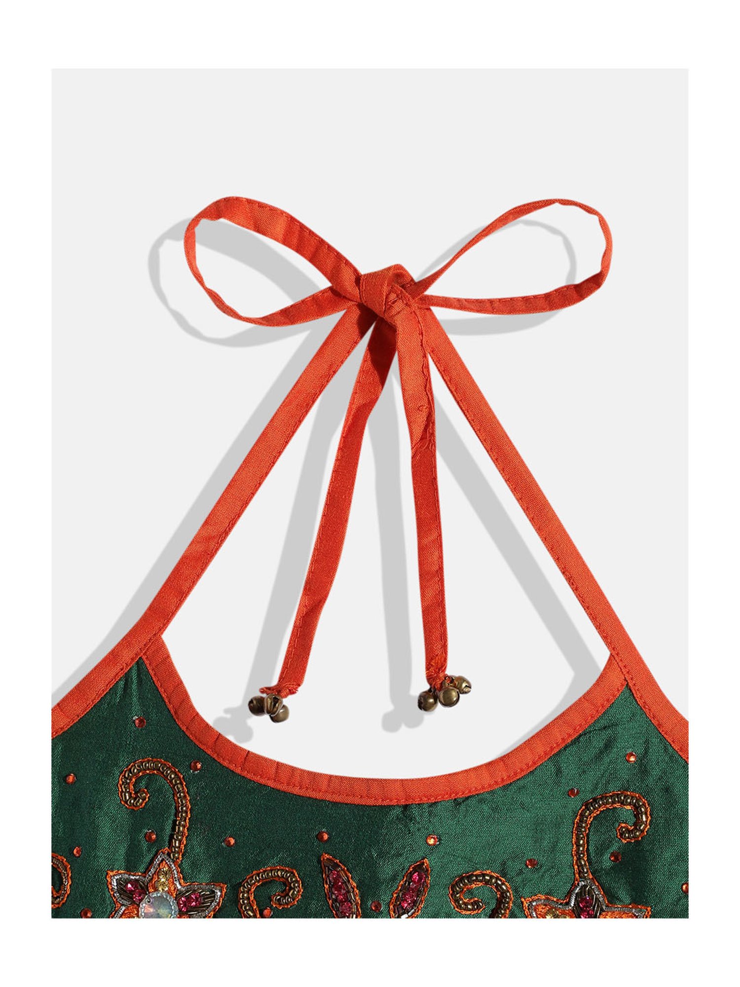 TWISHA Kids Green & Pink Embellished Top with Dhoti