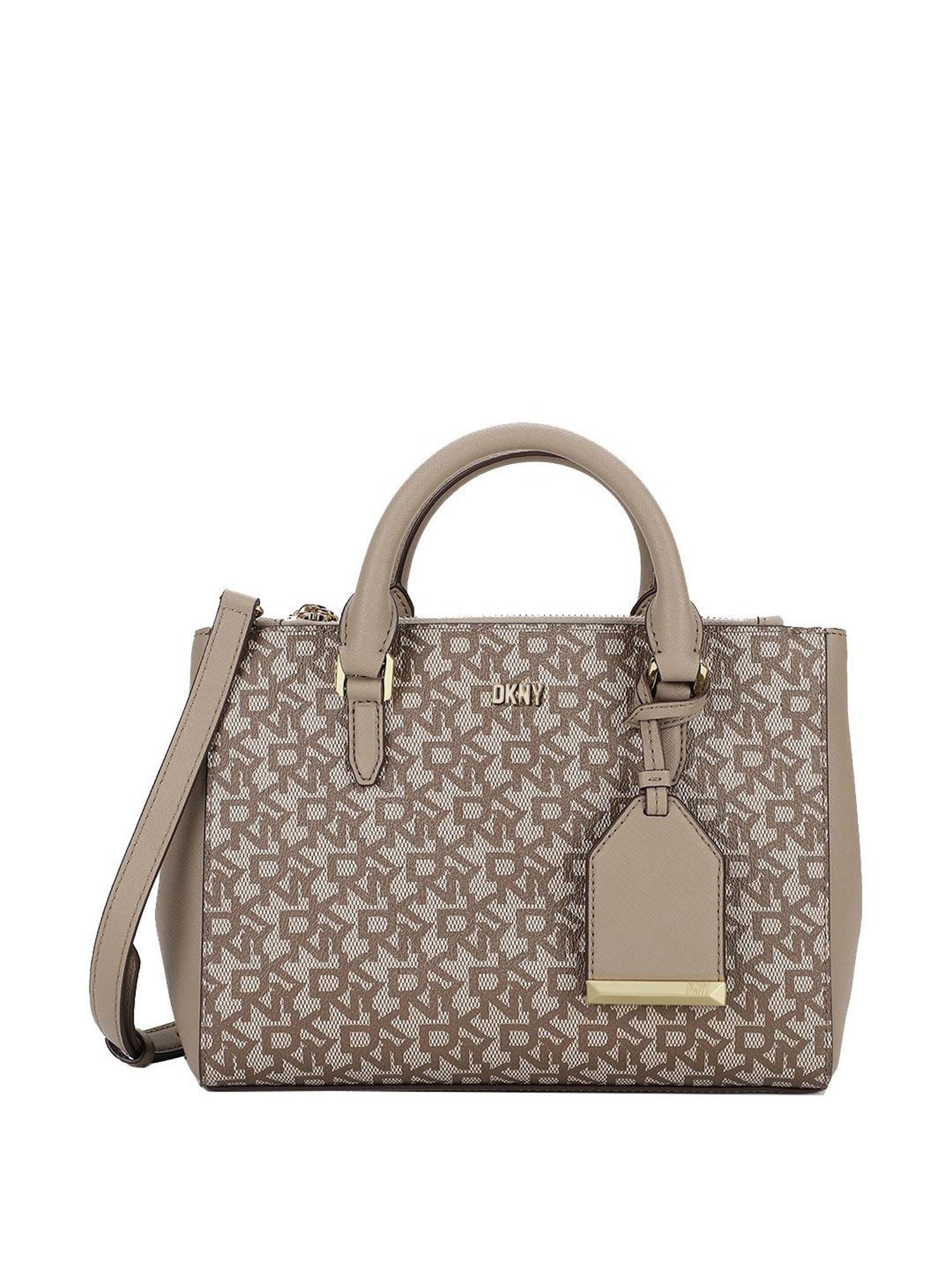 Dkny Beige PVC Printed Handbag