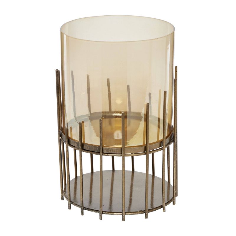 12" x 8.75" Round Glass/Metal Candle Holder Gold - Venus Williams Collection