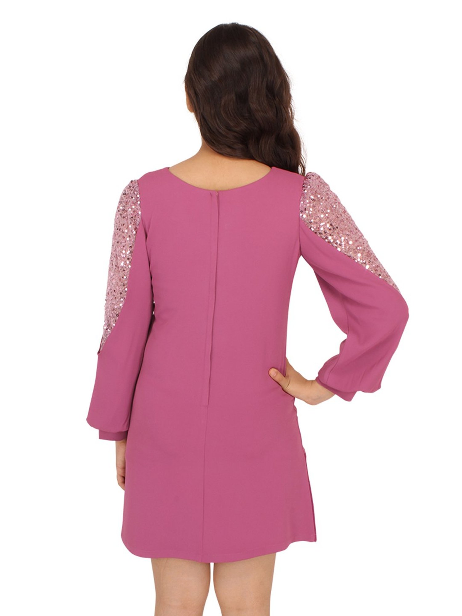 Cutecumber Kids Purple Embroidered Full Sleeves Dress