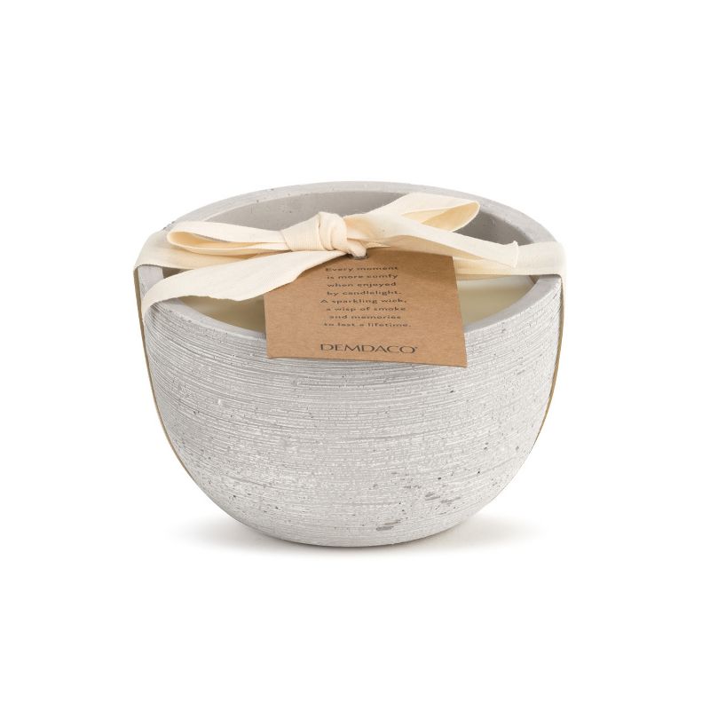 DEMDACO Round Stone Etched 3-Wick Concrete Candle gray